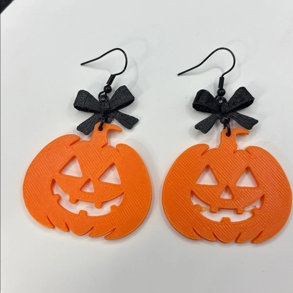 Pumpkin Earrings with Bow‎ – Cute Fall & Halloween Jewelry